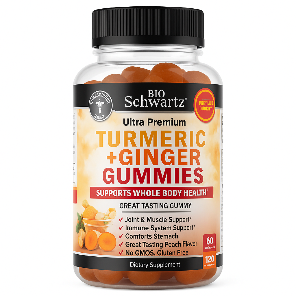 BioSchwartz Turmeric Curcumin with Ginger Gummies, Peach, 120 Count
