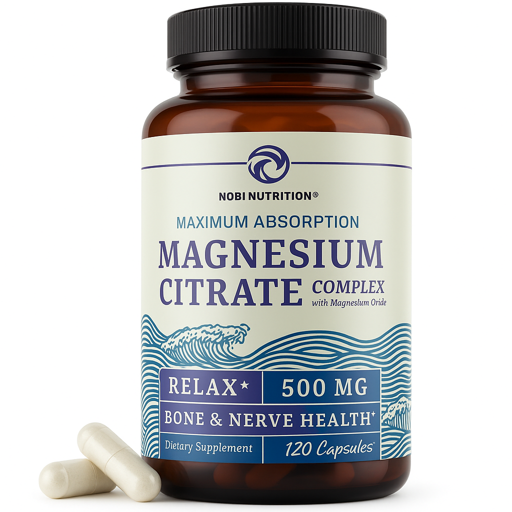 Nobi Nutrition Magnesium Citrate Complex 500 MG Capsule 120 Count