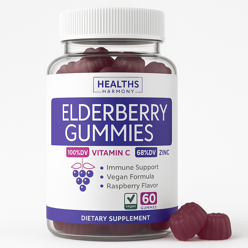 Healths Harmony Vegan Sambucus Elderberry Gummies - 60 Count