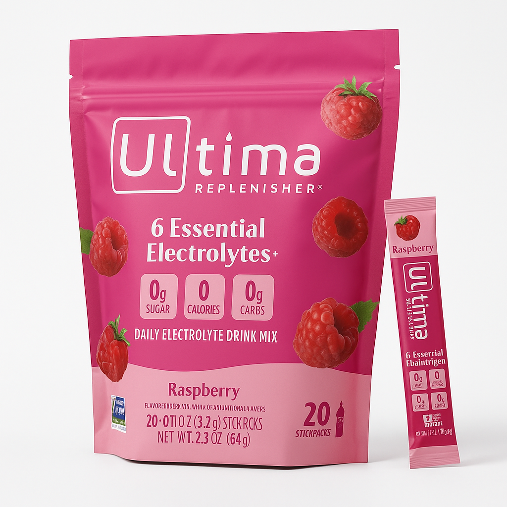 Ultima Replenisher Raspberry Electrolyte Powder, 20 Count