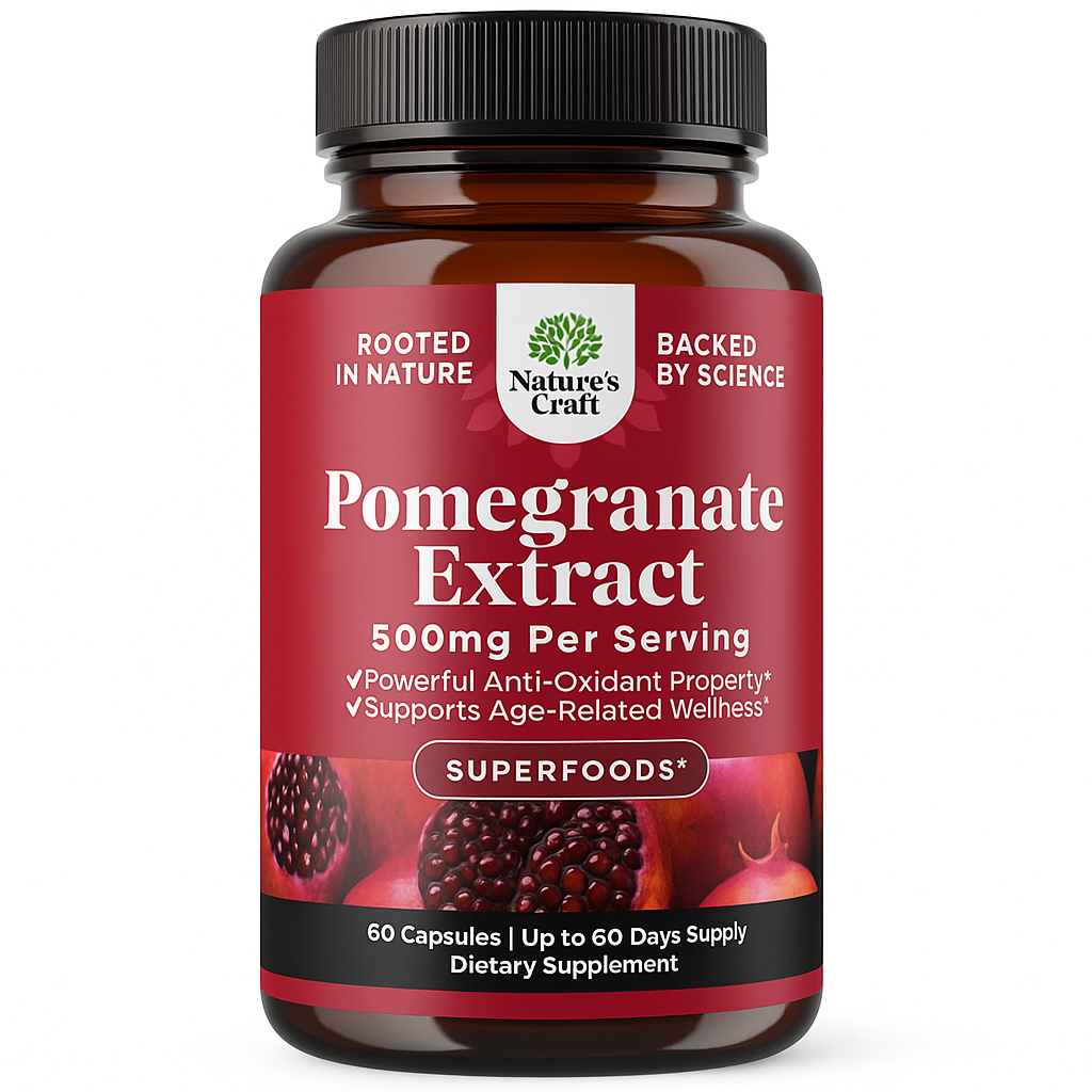 Nature's Craft Pomegranate Extract Capsules 500mg - 60 Count