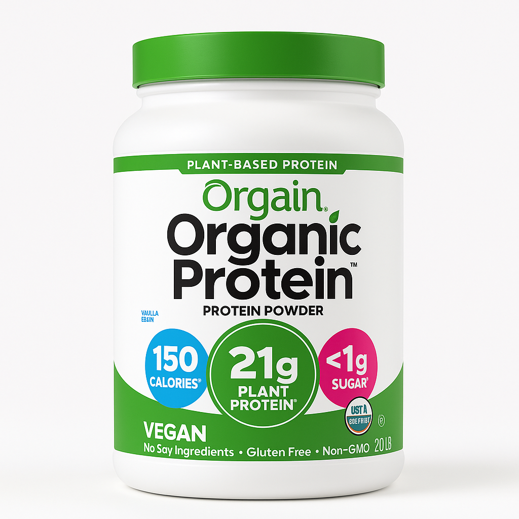 Orgain Organic Vegan Protein Powder, Vanilla Bean, 2.03 lb Pack of 12