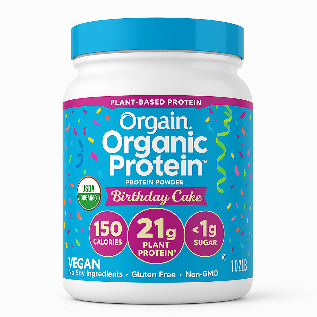 Orgain Organic Vegan 21g Protein Powder Birthday Cake - Pack of 1