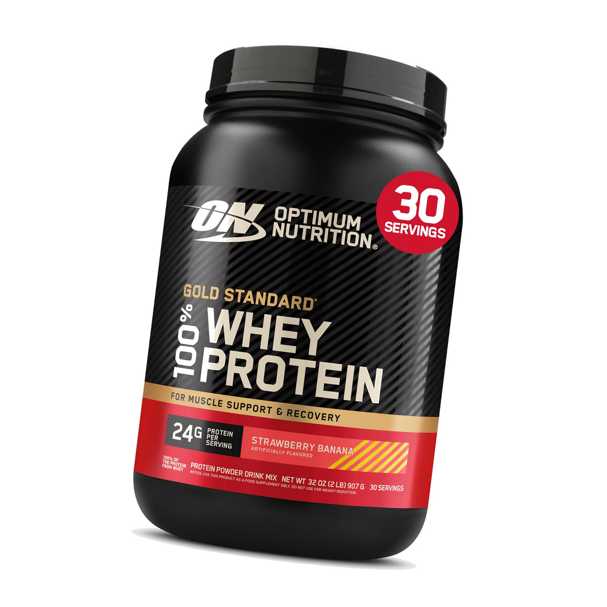 Optimum Nutrition Gold Standard Whey Protein Powder, Strawberry Banana, 2LB
