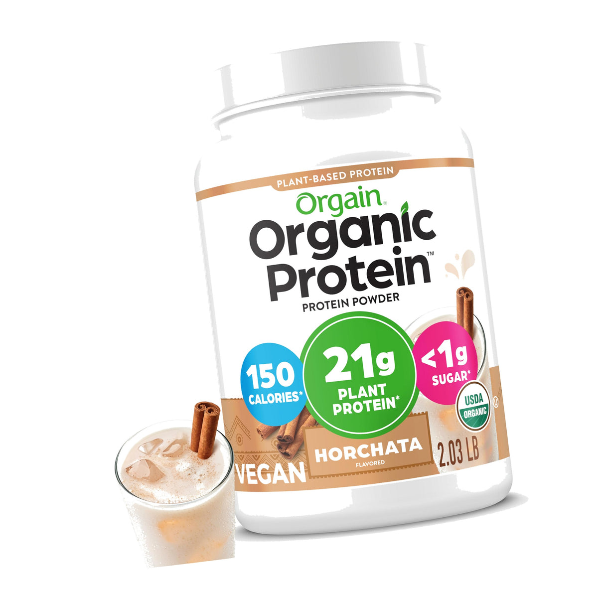 Orgain Organic Vegan 21g Protein Powder, Horchata, 2.03 lb