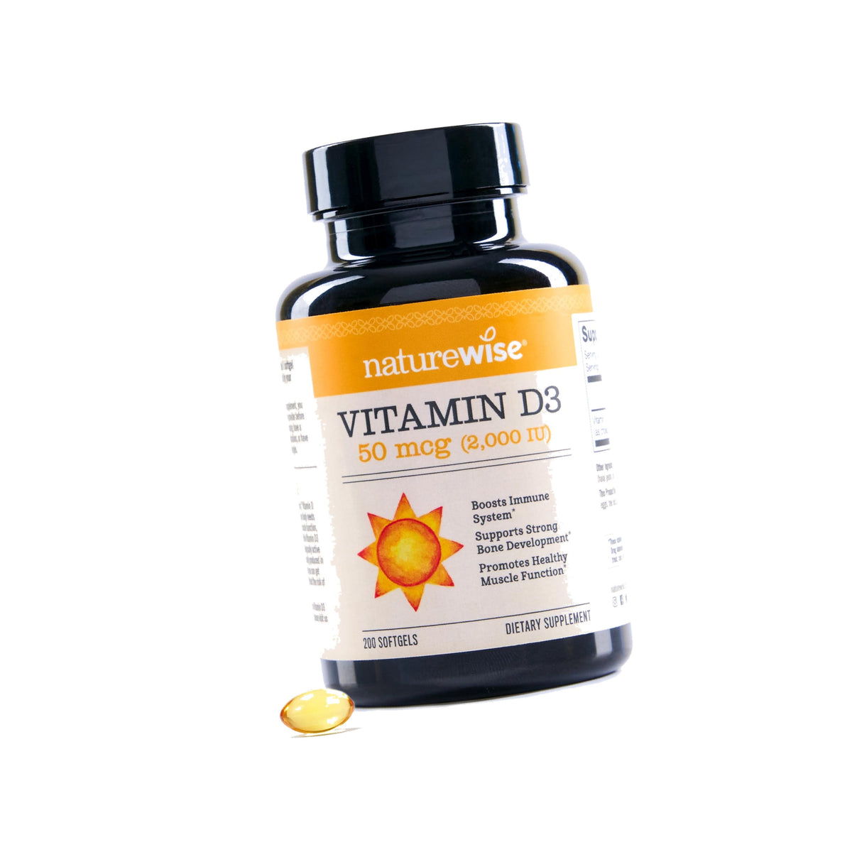 NatureWise Vitamin D3 2000IU Supplement, Immune Support - 200 Mini Softgels