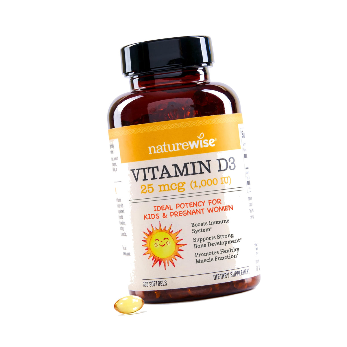 NatureWise Vitamin D3 1000IU Supplement, Immune Support, 360 Mini Softgels