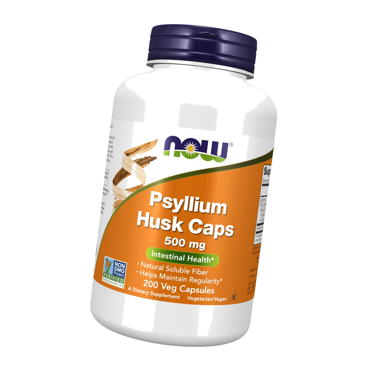 NOW Supplements, Psyllium Husk Caps 500mg, Intestinal Health*, 200 Veg Caps