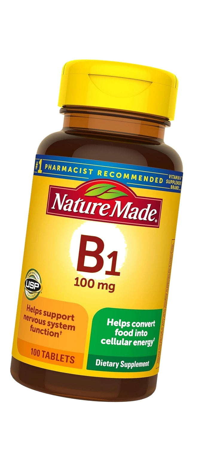 Nature Made Vitamin B1 100 mg, Dietary Supplement for Energy Metabolism Support, 100 Tabletss, 100 Day Supply.