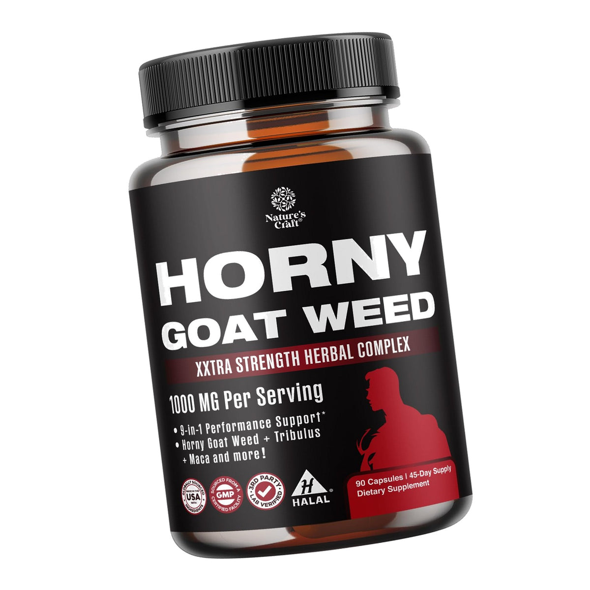 Horny Goat Weed for Men (9 in 1 formula) - Male Enhancing Supplement - 90ct