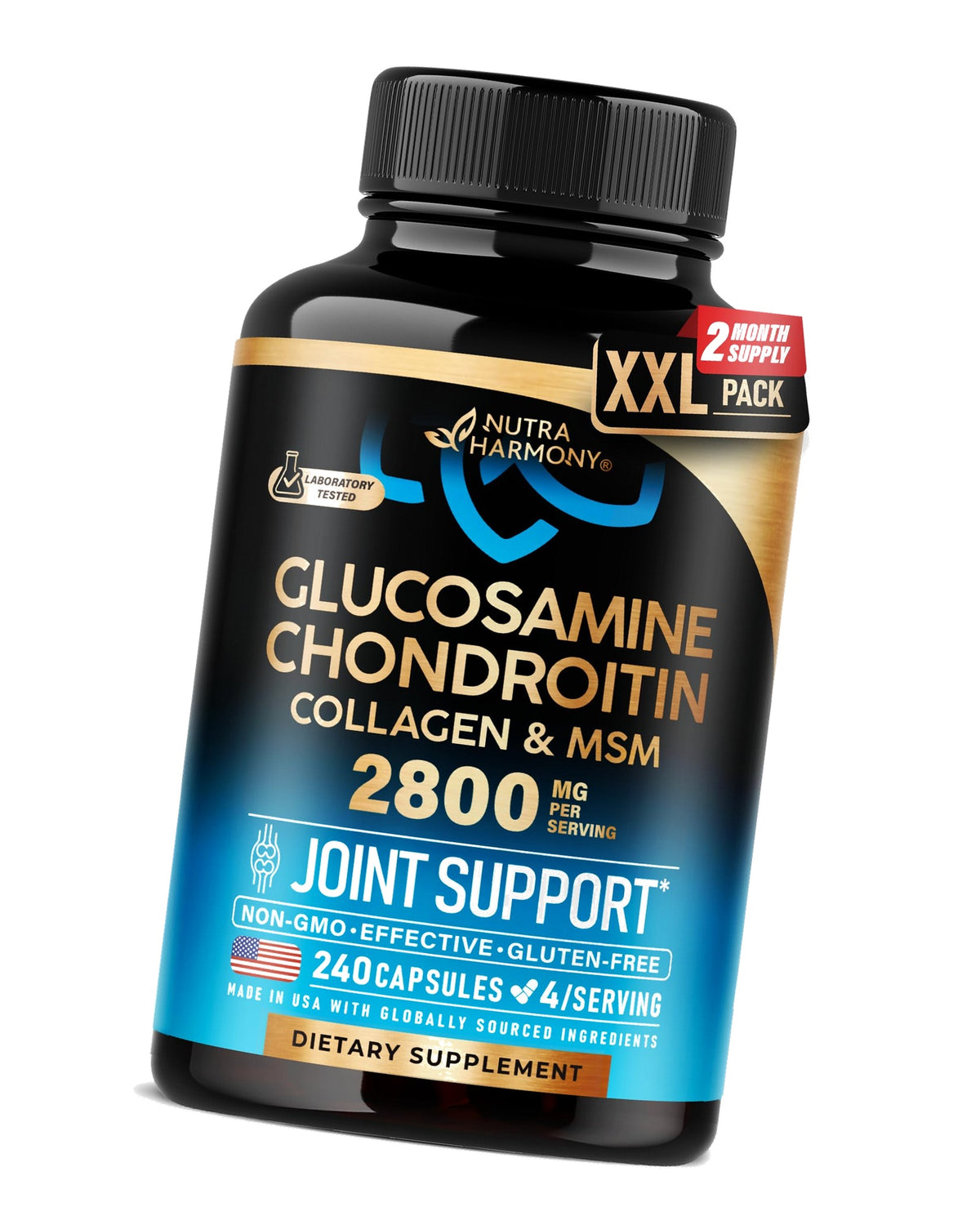 Glucosamine Chondroitin MSM Collagen - Joint Supplements 2800 mg - 240 Caps