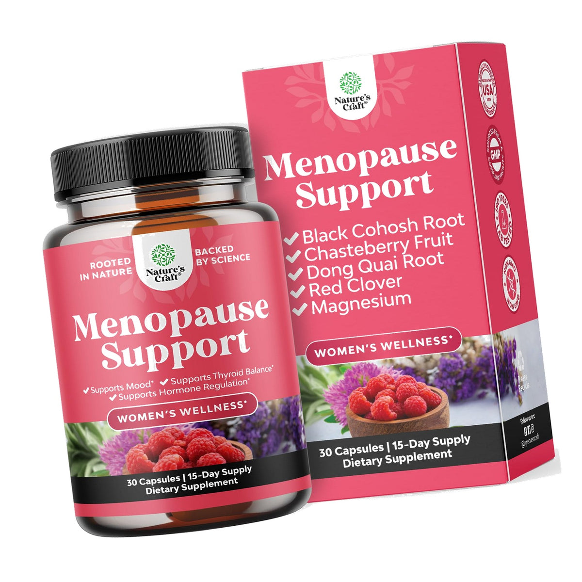 Menopause Support Supplements for Women - with Black Cohosh - 30ct