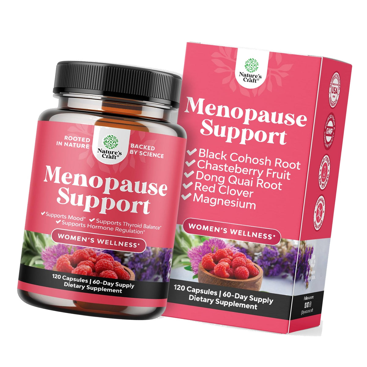 Menopause Supplements for Women w Black Cohosh for Hot Flashes - 120ct