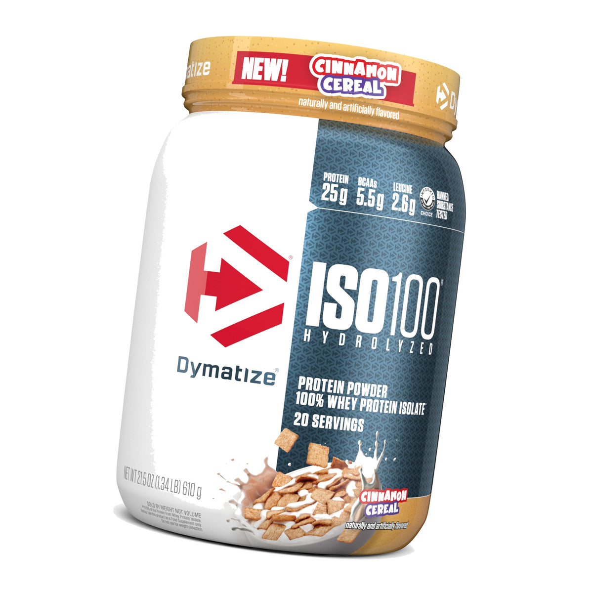 Dymatize ISO100 Protein Powder, 100% Whey Isolate, Cinnamon Cereal