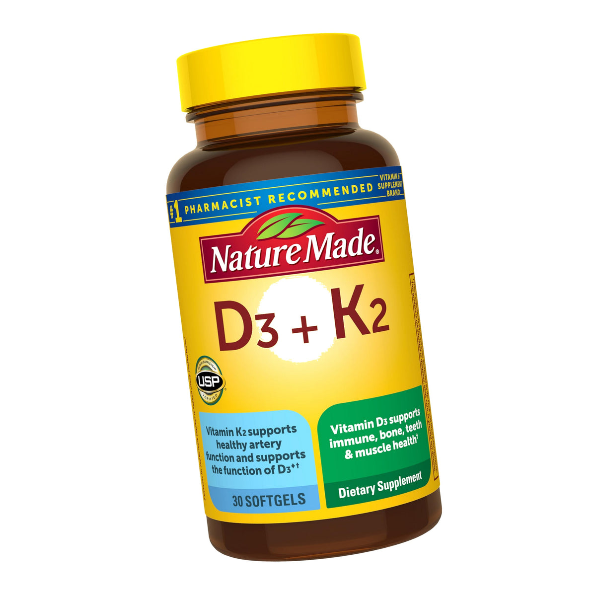 Nature Made Vitamin D3 K2 Supplement, 30 Softgels