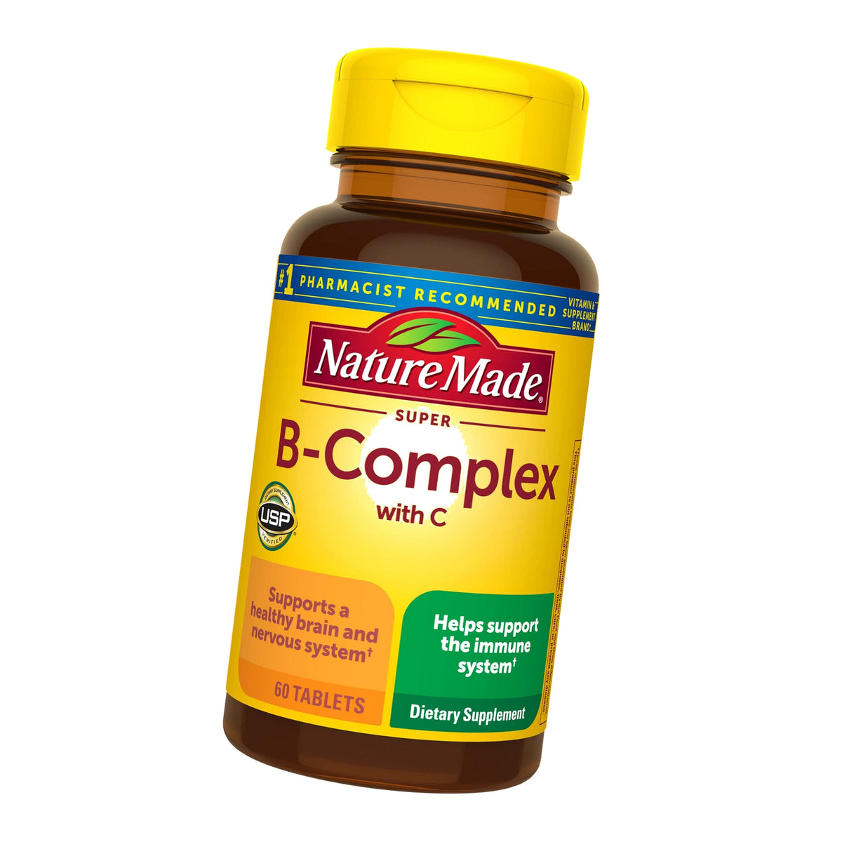 Nature Made Super B Complex with Vitamin C and Folic Acid, Dietary Supplement for Cellular Energy Support, 60 Tablets, 60 Day Supply