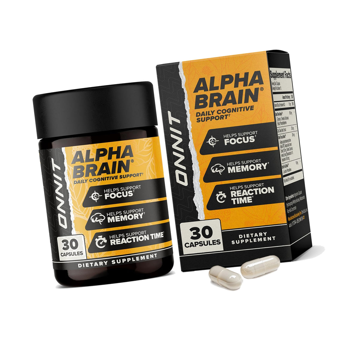 ONNIT Alpha Brain Nootropic Brain Supplement for Focus & Memory, 30 Count