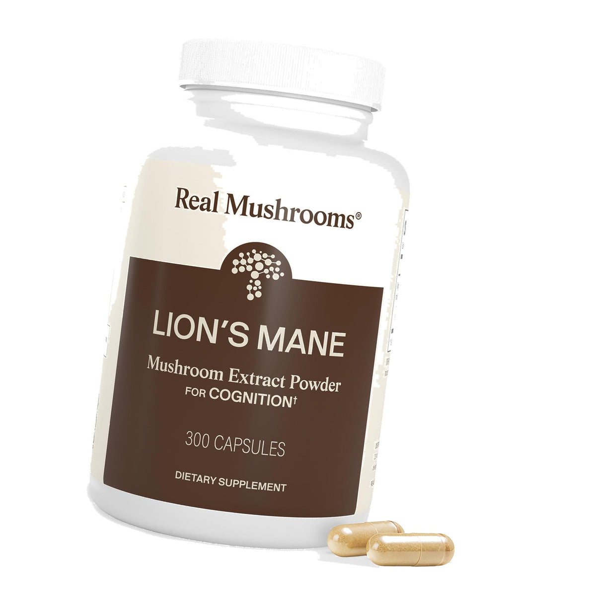 Real Mushrooms Lion's Mane Capsules, Brain, Focus and Cognition, 300ct