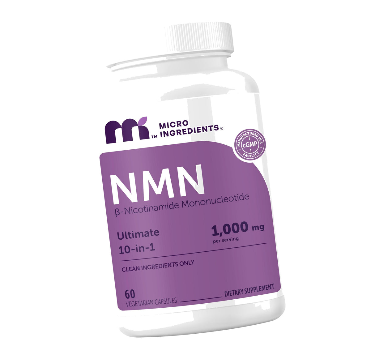 Micro Ingredients NMN Complex 1,000 mg Per Serving, 60 Veggie Capsules