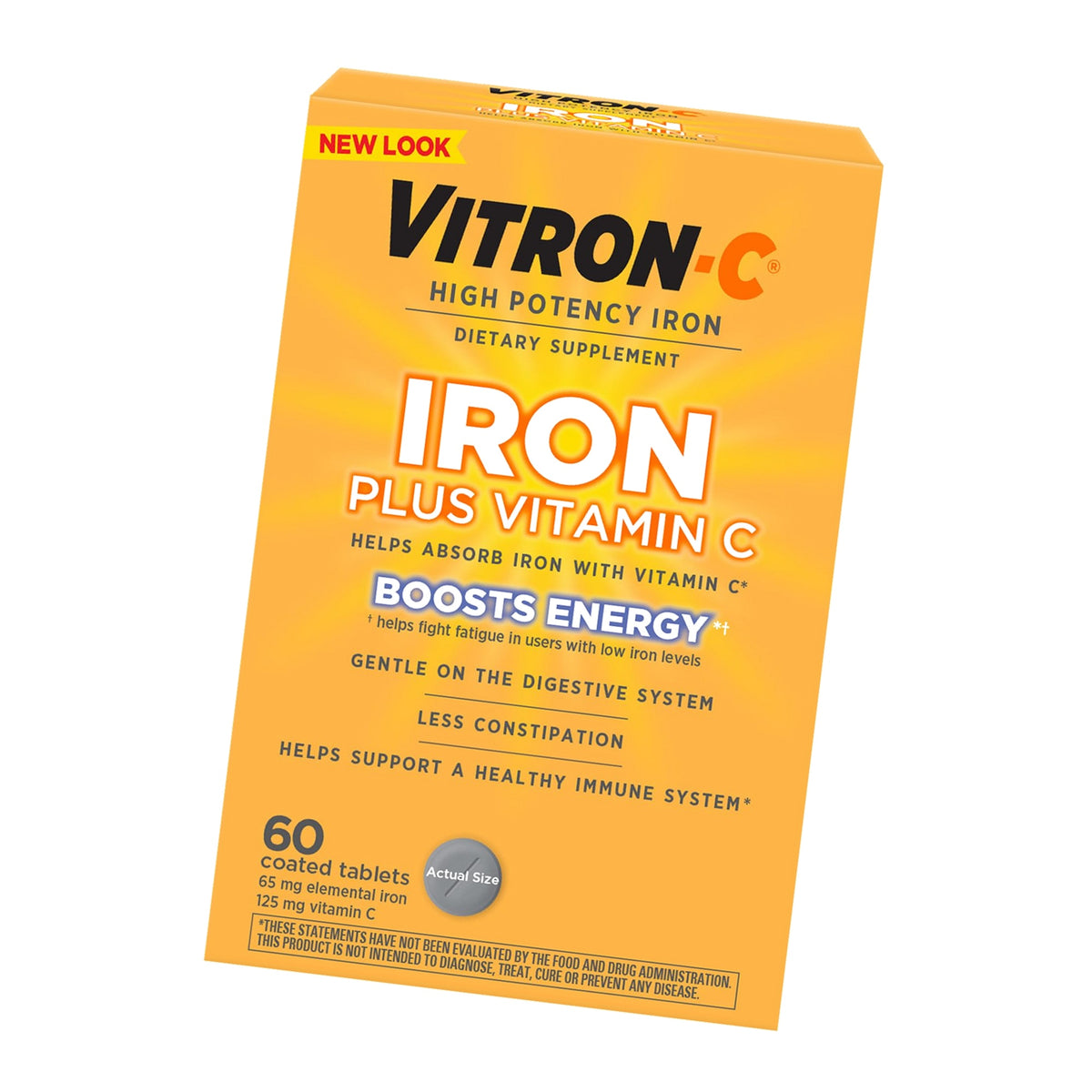 Vitron-C Iron Supplement Plus Vitamin C, Immunity Support, 60 Ct