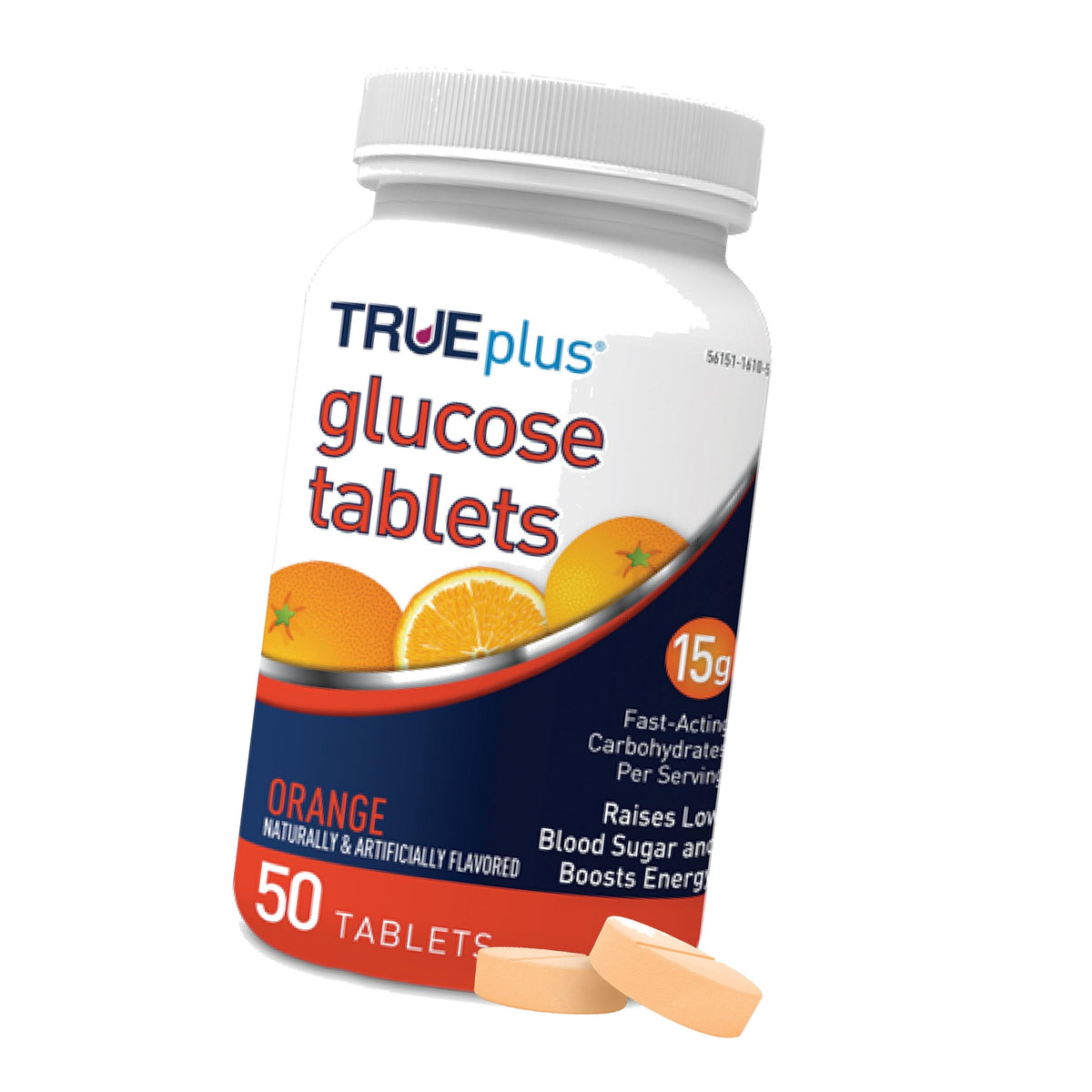 TRUEplus Glucose Tablets, Orange Flavor, 50 Count