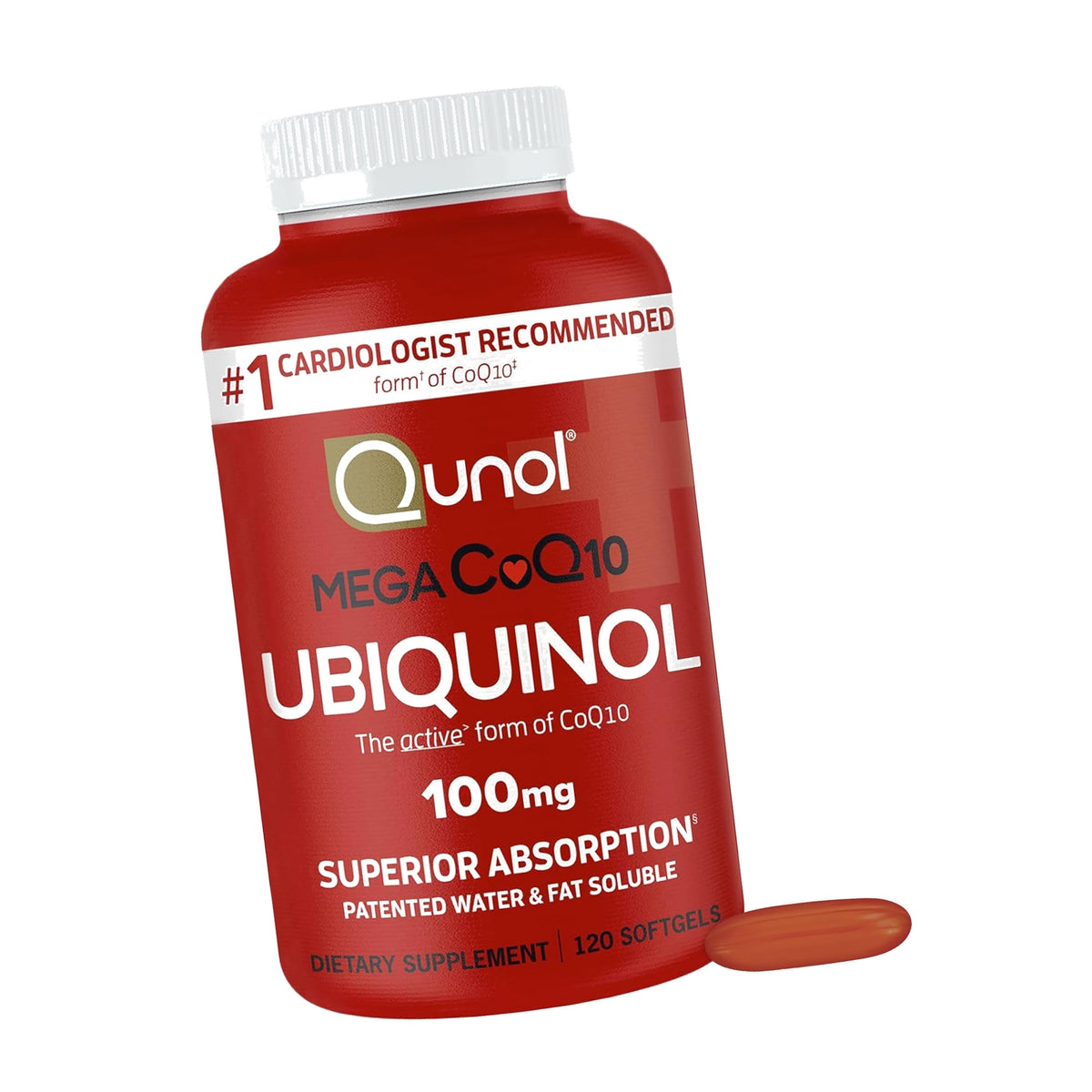 Qunol Mega Ubiquinol CoQ10 100mg, Superior Absorption, 120 Softgels