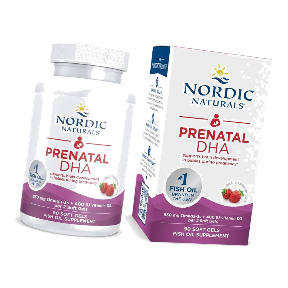 Nordic Naturals Prenatal DHA, Omega-3 + Vitamin D3, Strawberry - 90 Count