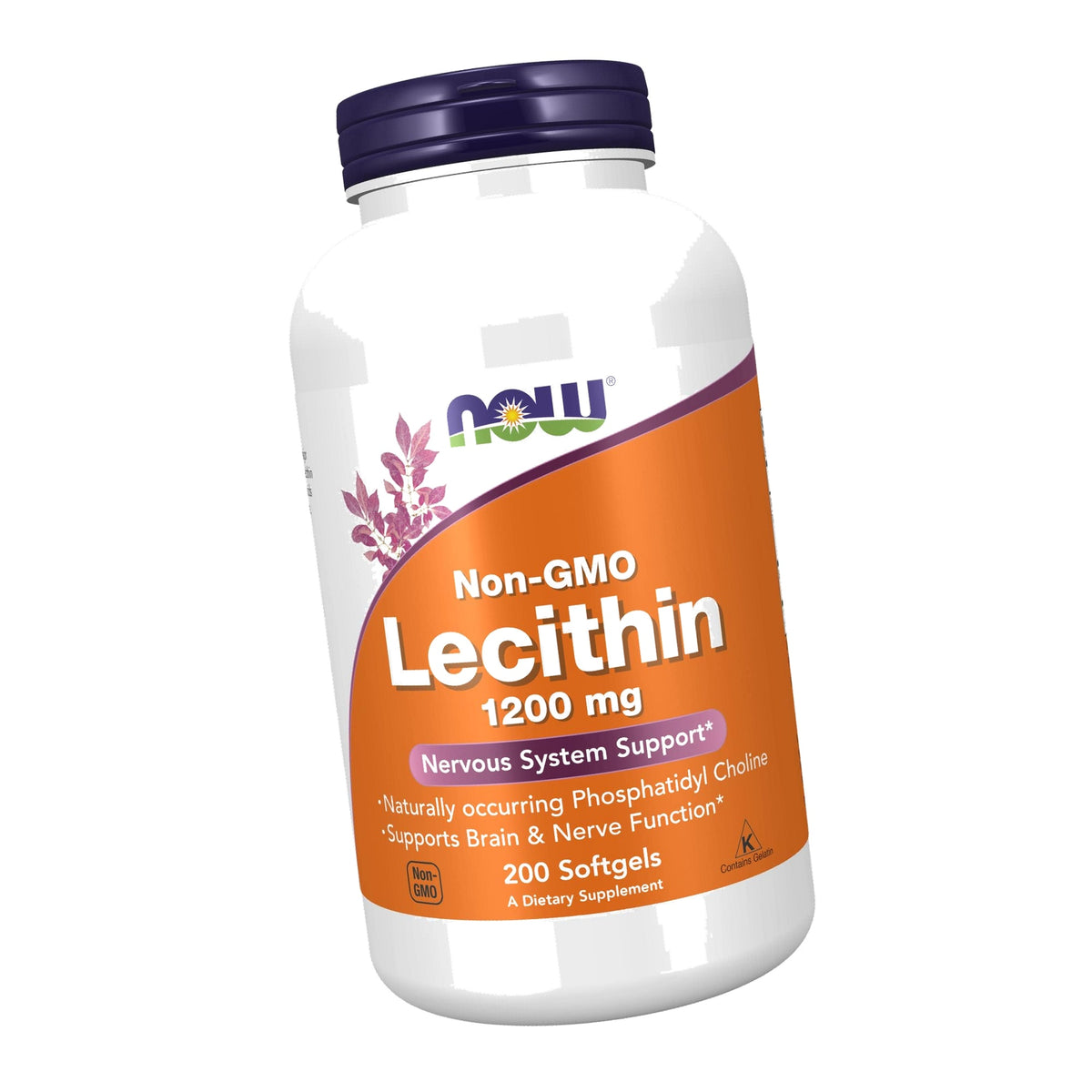 NOW Supplements, Lecithin 1200 mg, Phosphatidyl Choline, 200 Softgels