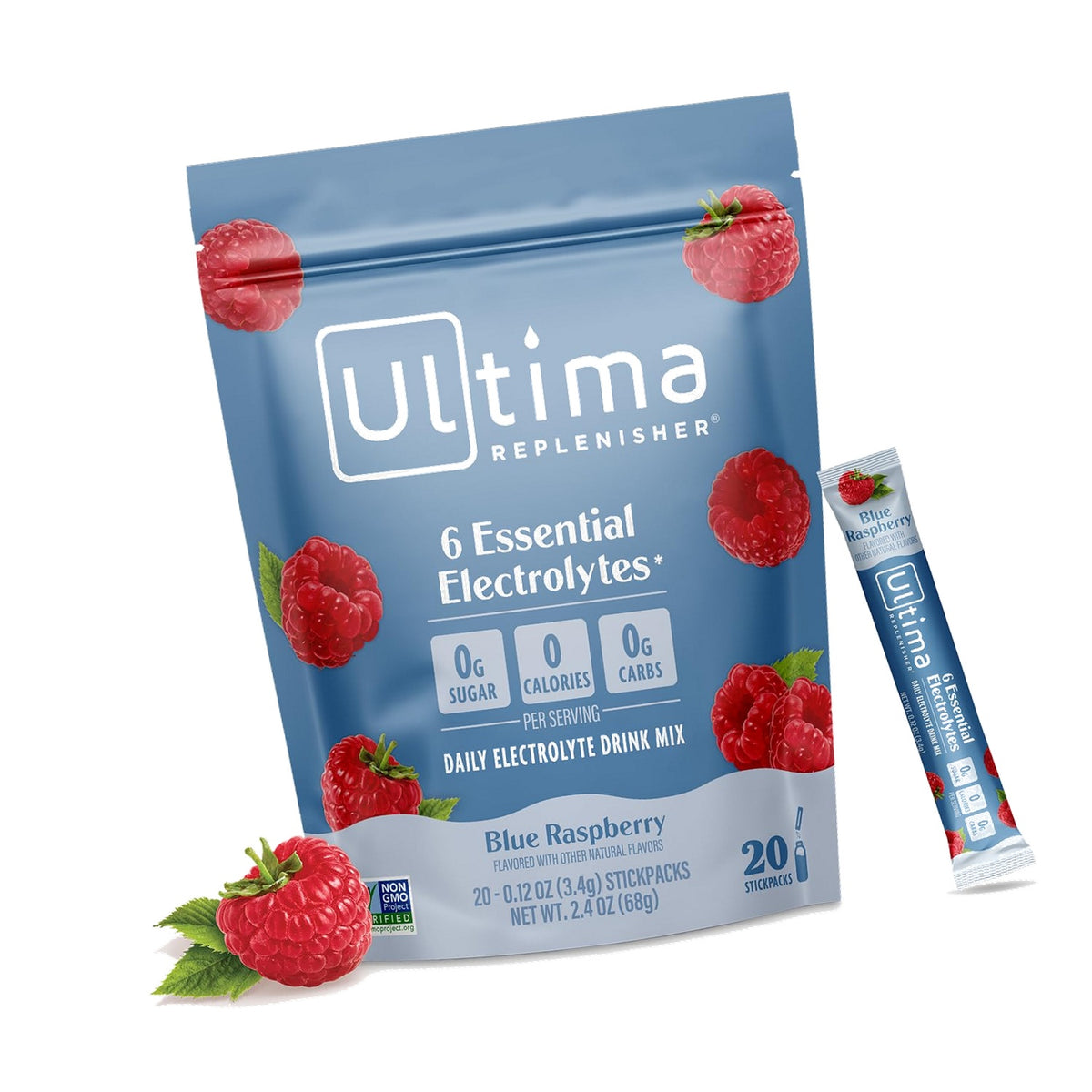 Ultima Replenisher Blue Raspberry Electrolyte Packets, 20 Stickpacks