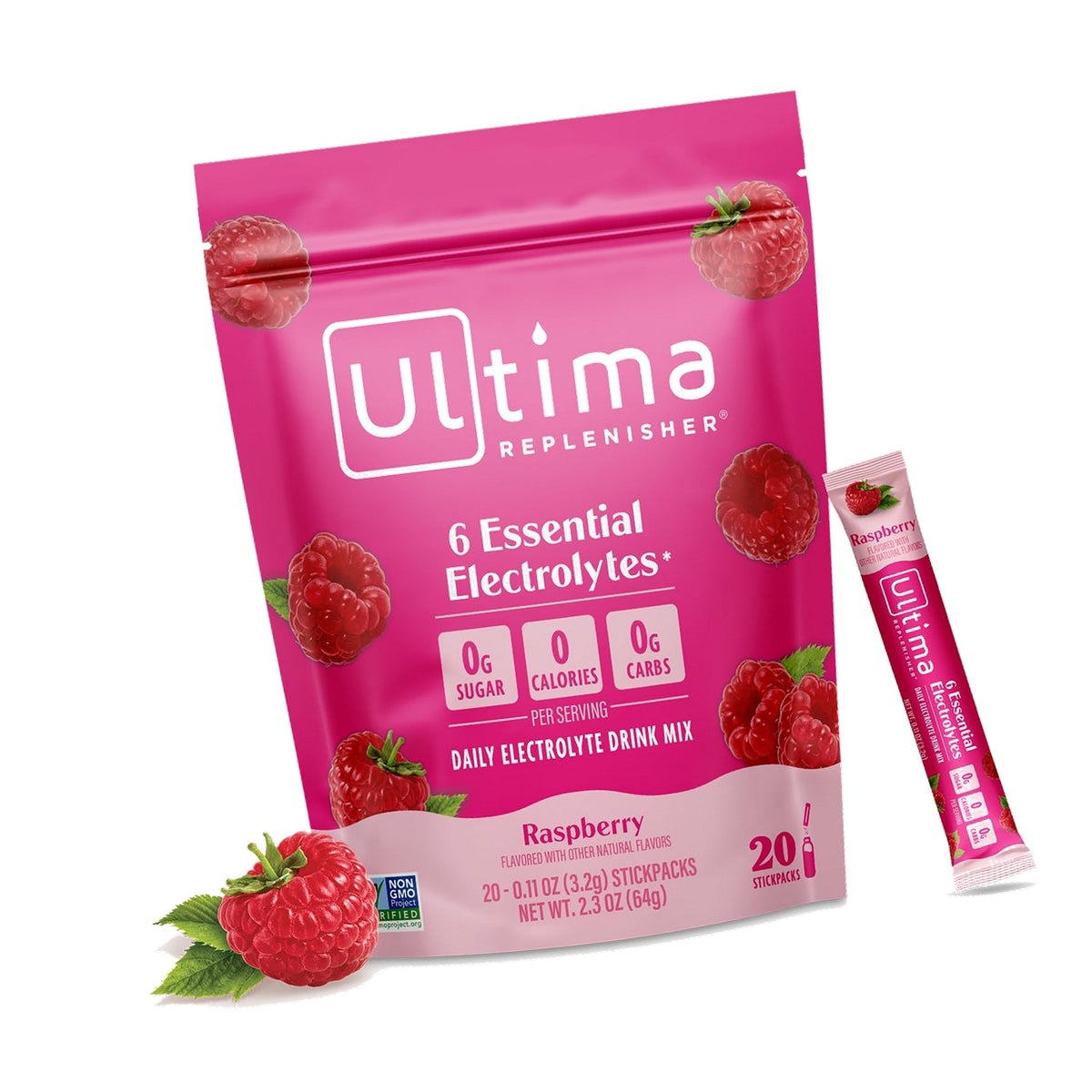 Ultima Replenisher Raspberry Electrolyte Packets, 20 Stickpacks