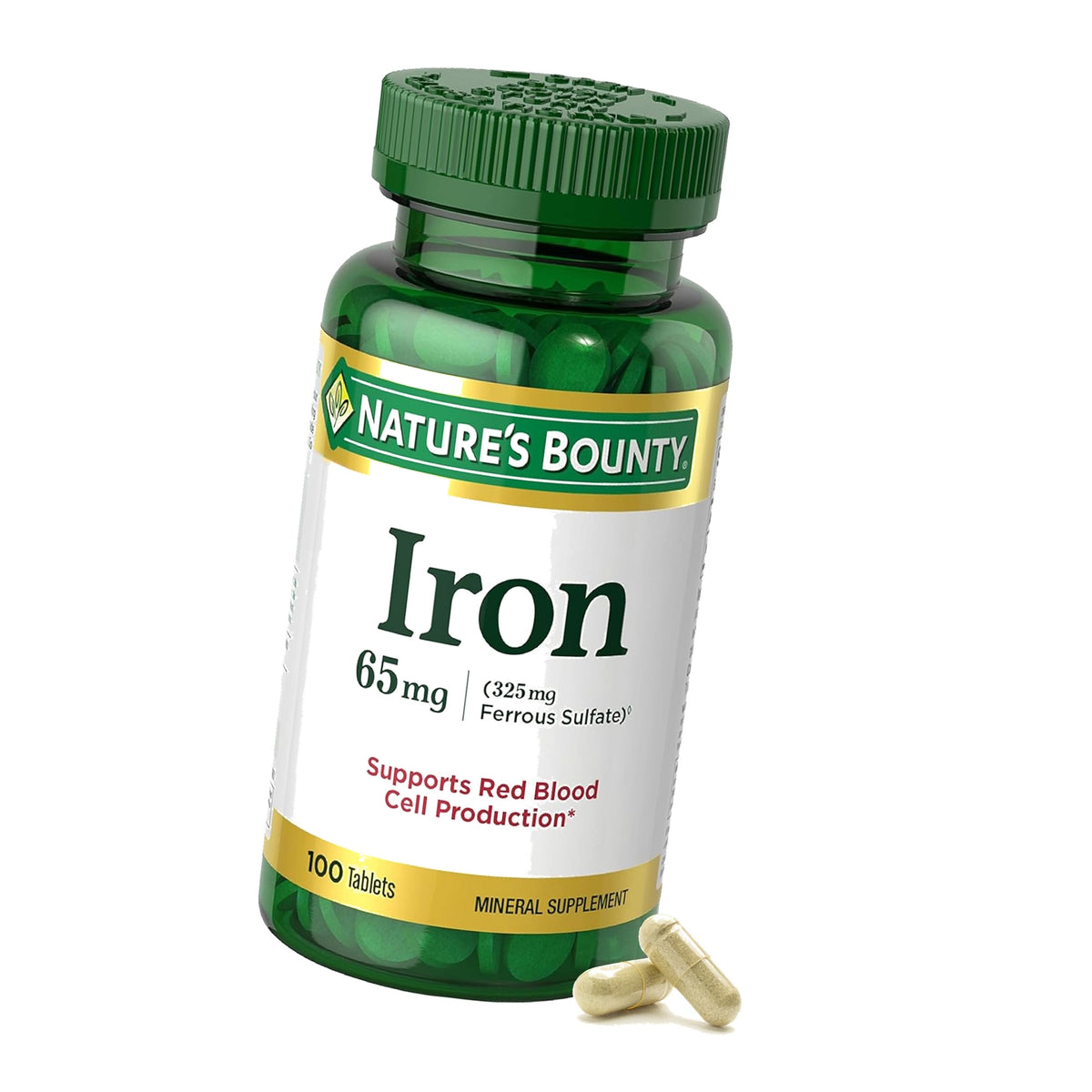 Nature’s Bounty Iron 65mg, 325mg Ferrous Sulfate, 100 Tablets