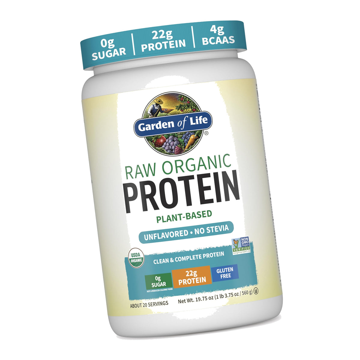 Garden of Life Raw Organic Protein Powder, Vegan, Unflavored, 20 Servings