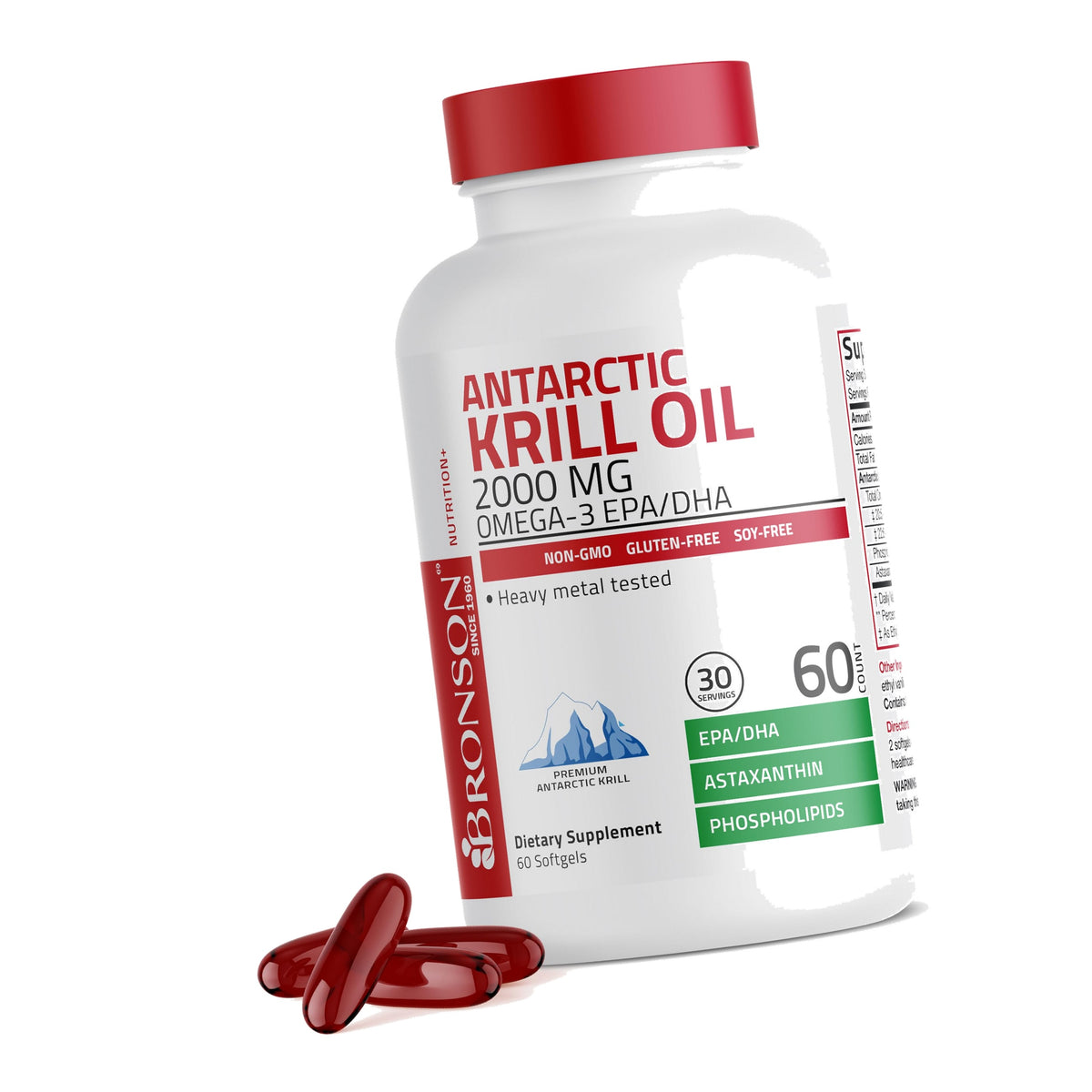 Bronson Antarctic Krill Oil 2000 mg with Omega-3s, 60 Softgels