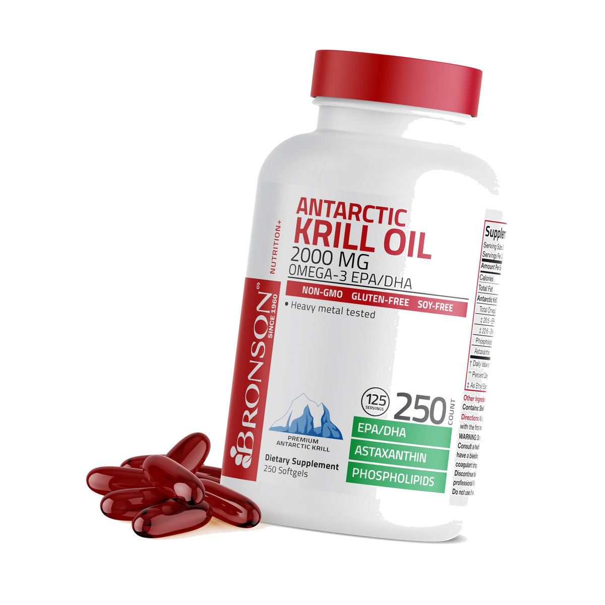 Bronson Antarctic Krill Oil 2000 mg with Omega-3s, 250 Softgels
