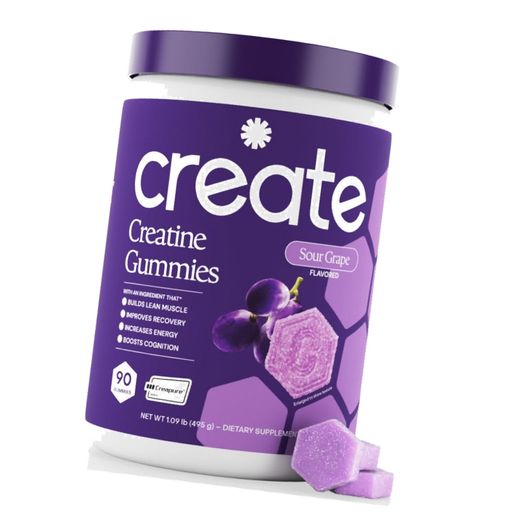 Create Creatine Monohydrate Gummies for Women and Men, Sour Grape, 90ct
