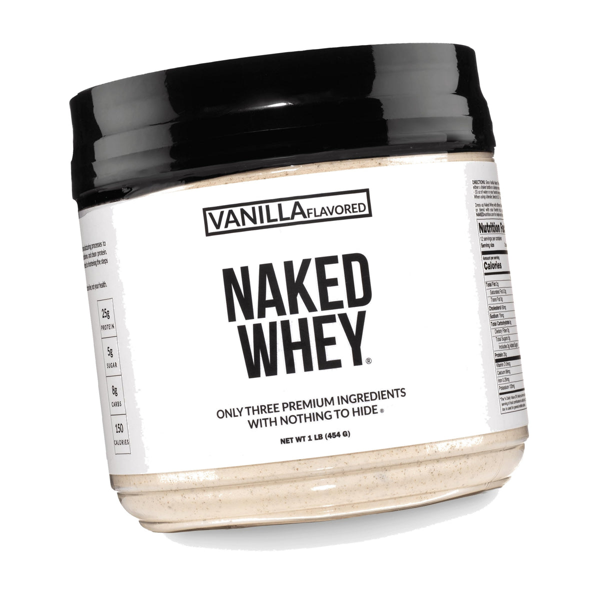 NAKED Vanilla Whey Protein 1Lb, Only 3 Ingredients, All Natural Grass Fed Whey Protein Powder + Vanilla + Coconut Sugar - NSF Certified, GMO-Free, Soy Free, Gluten Free. Aid Muscle Growth, 12 Servings