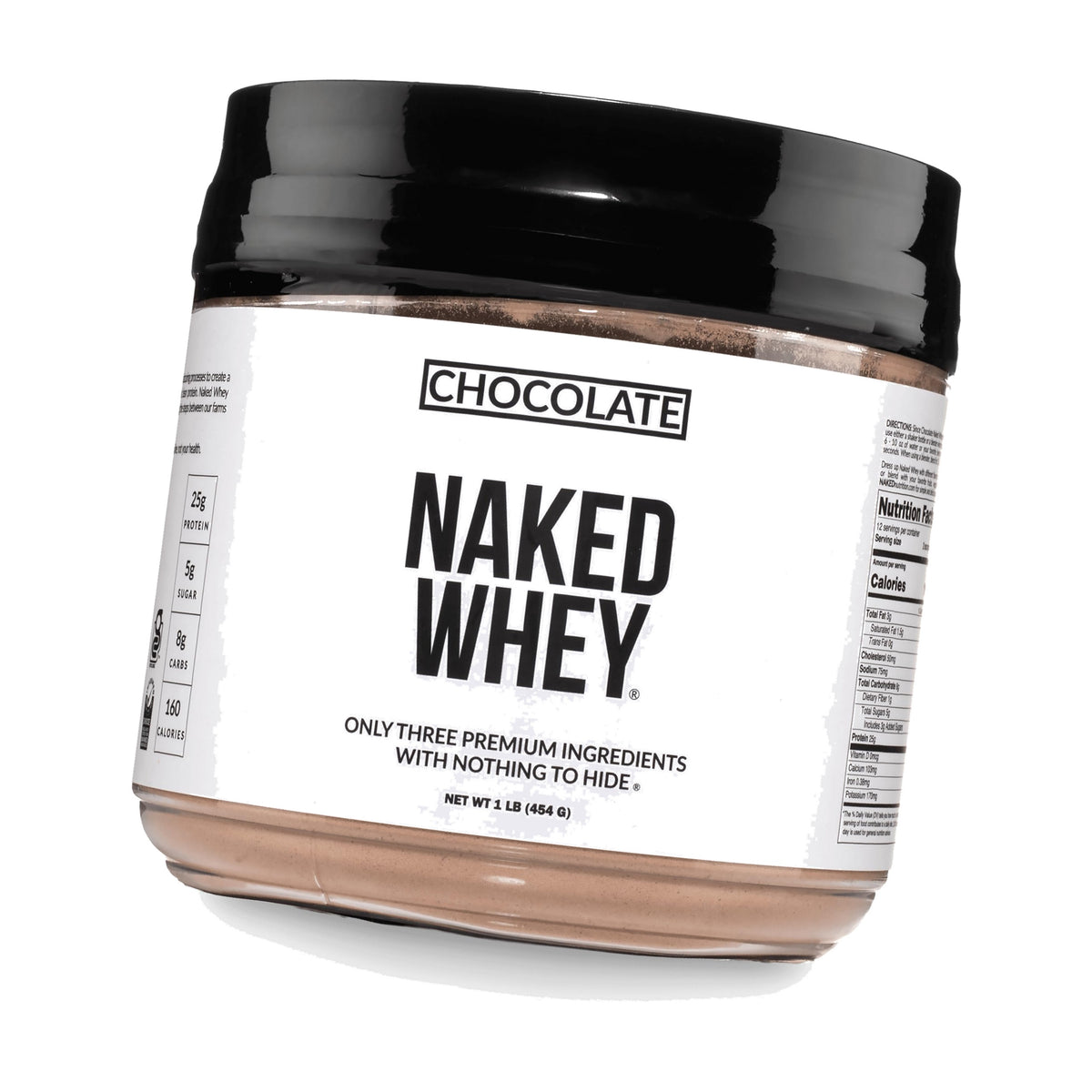 NAKED Chocolate Whey 1LB - All Natural Grass Fed Whey Protein Powder, Organic Cacao, and Coconut Sugar - NSF Certified, No GMO, No Soy, and Gluten Free, Aid Growth and Recovery - 12 Servings