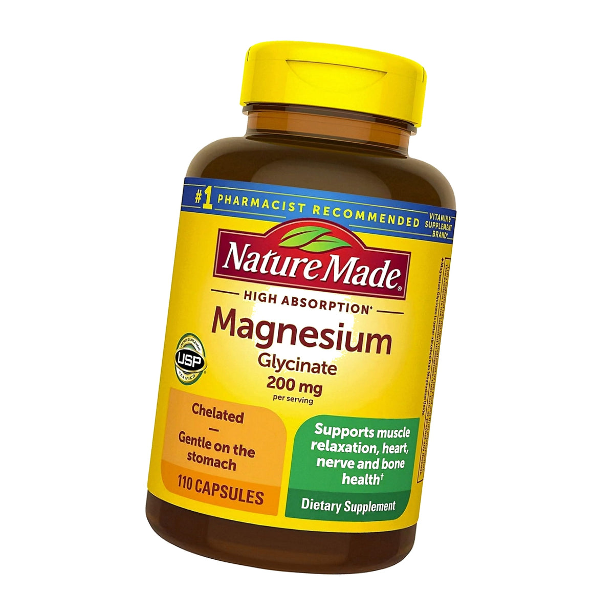 Nature Made Magnesium Glycinate 200 mg per Serving, 110 Capsules