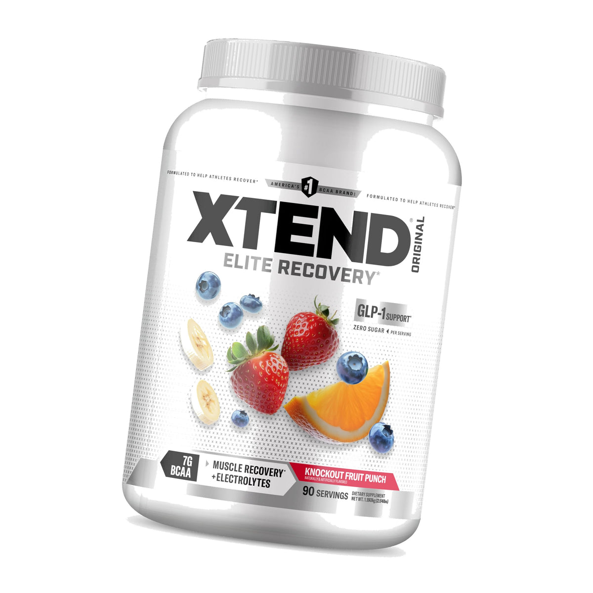 Xtend Original BCAA Powder with Zero Sugar, Knockout Fruit Punch, 90 Serv