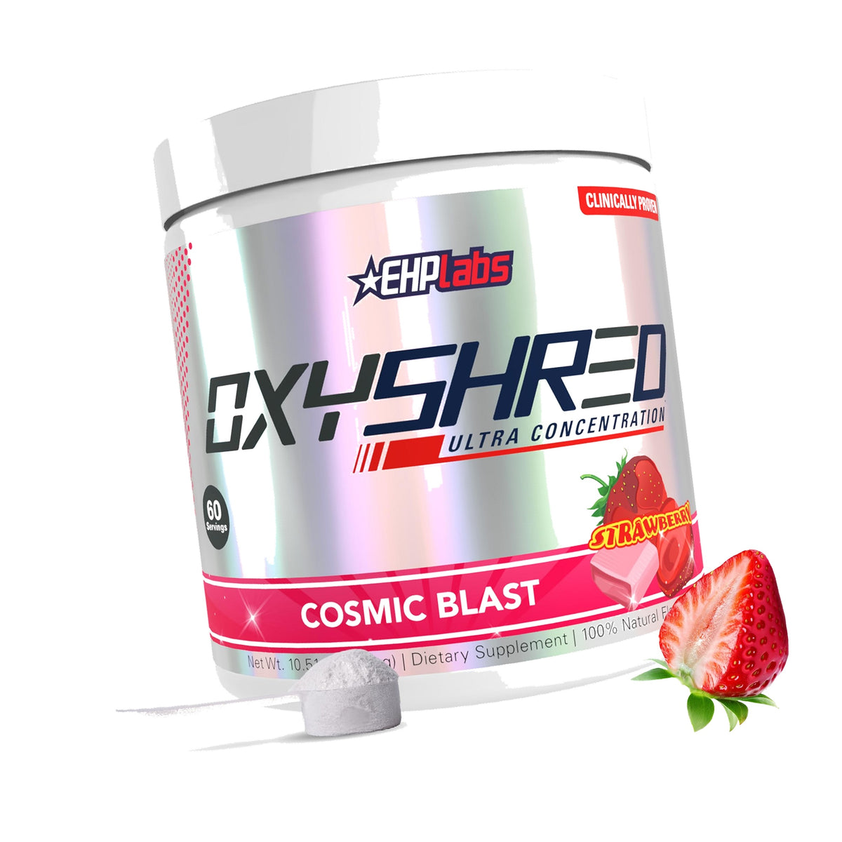 EHP Labs OxyShred Pre Workout Powder - Preworkout Powder with L Glutamine & Acetyl L Carnitine, Energy Boost Drink - Cosmic Blast, 60 Servings
