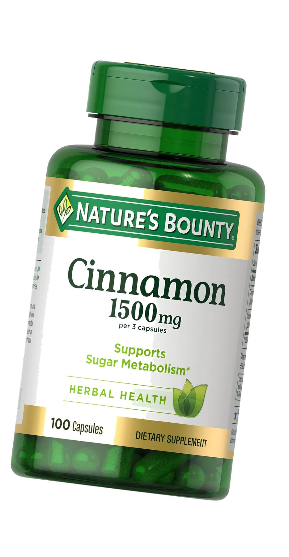 Nature's Bounty Cinnamon Capsules 1500mg, 100 Capsules