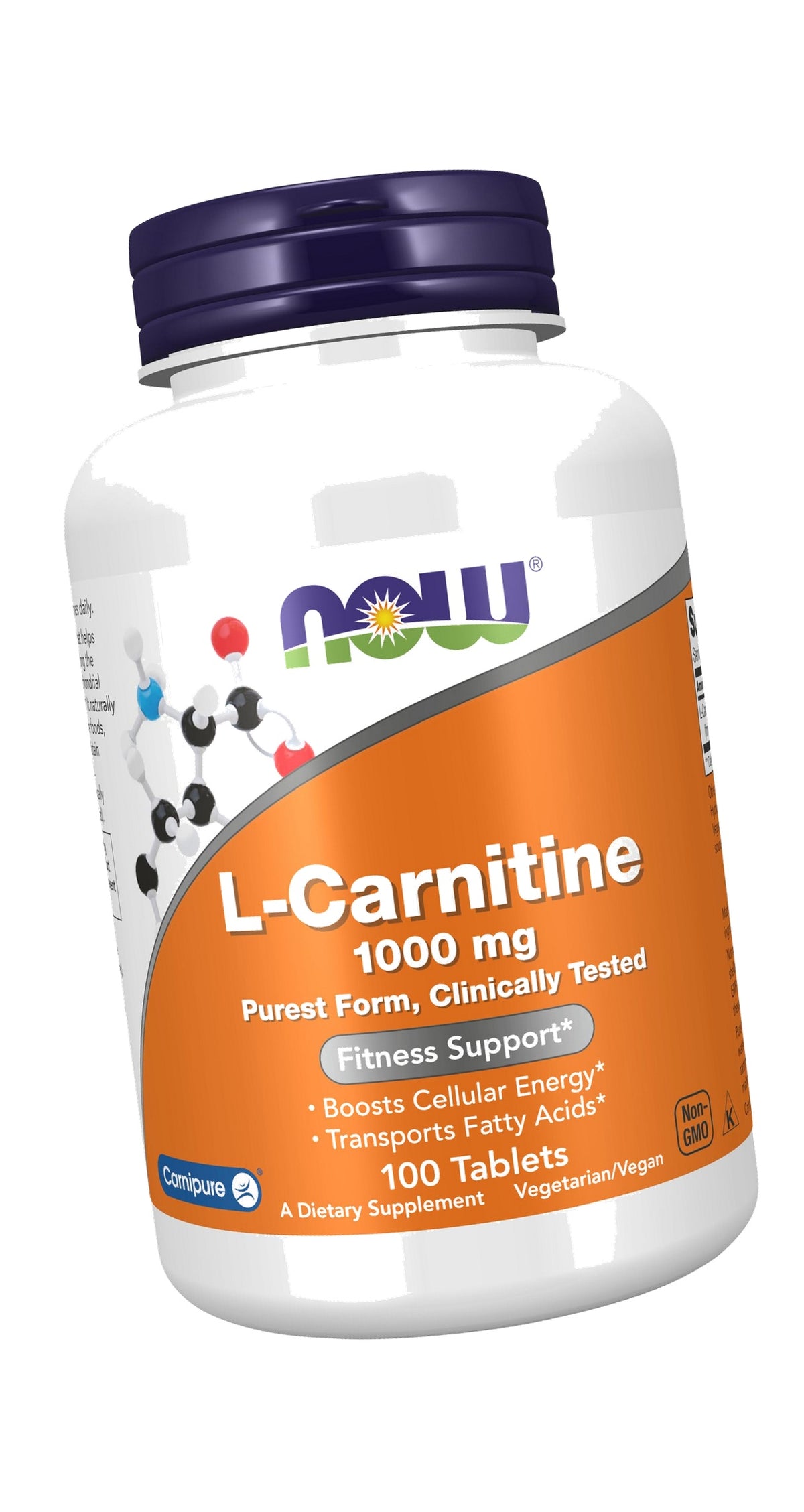 NOW Supplements, L-Carnitine 1,000 mg, Purest Form, Amino Acid, 100 Tabs