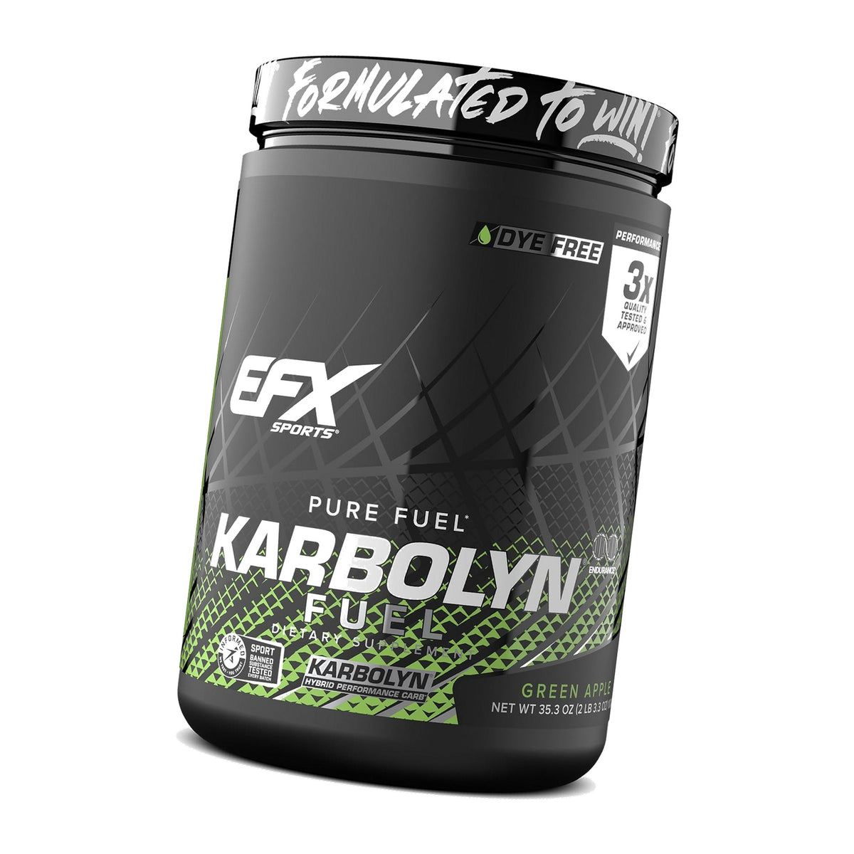 EFX Sports Karbolyn Fuel | Fast-Absorbing Carbohydrate Powder | Carb Load, Sustained Energy, Quick Recovery | Stimulant Free | 18 Servings (Green Apple)