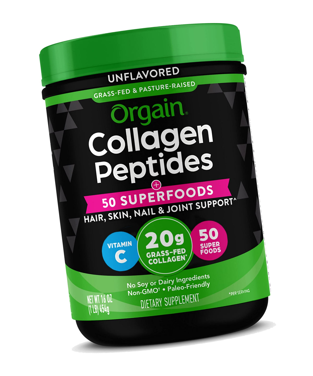 Orgain 20g Hydrolyzed Collagen Peptides + 50 Organic Superfoods Powder, 1lb