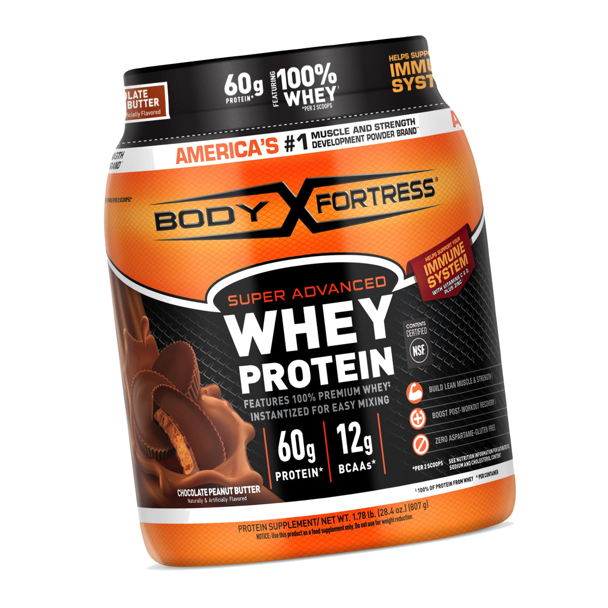Body Fortress Super Advanced Whey Protein Powder, Chocolate PB, 1.78 lbs
