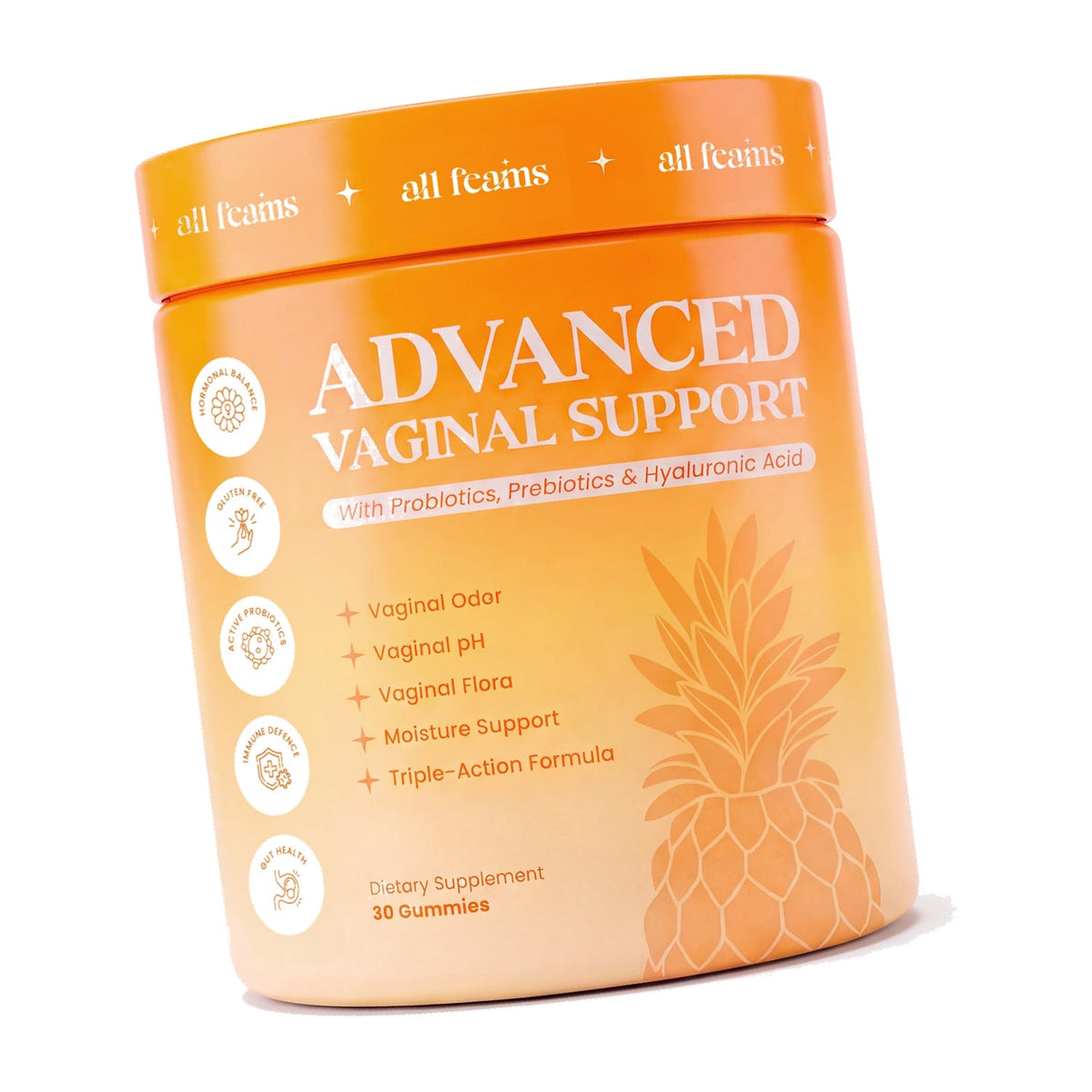 ALLFEAMS Flora+ Vaginal Probiotic Gummies for Women – Pineapple