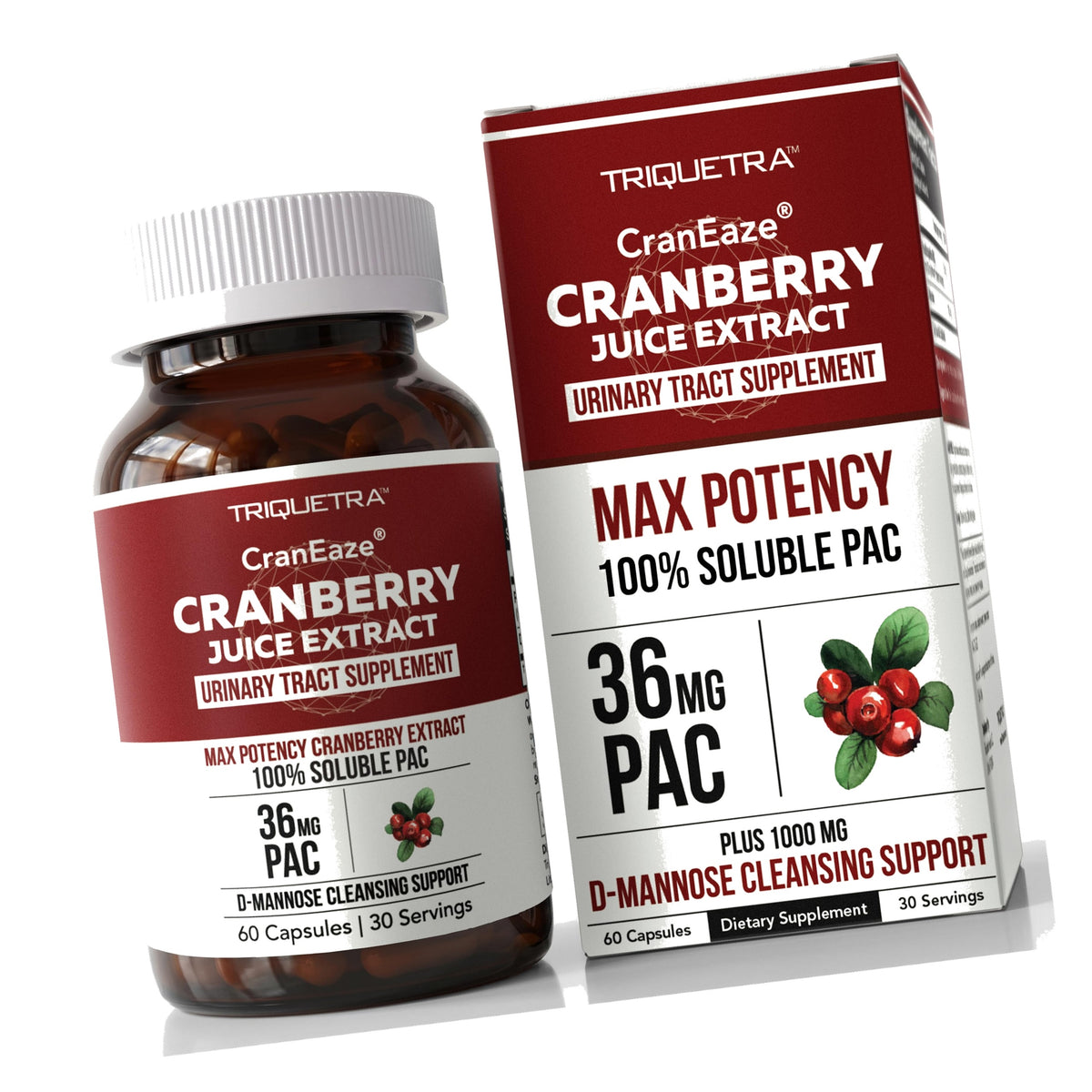 CranEaze®: Cranberry Pills for Women, 36mg PAC Supplement with D Mannose