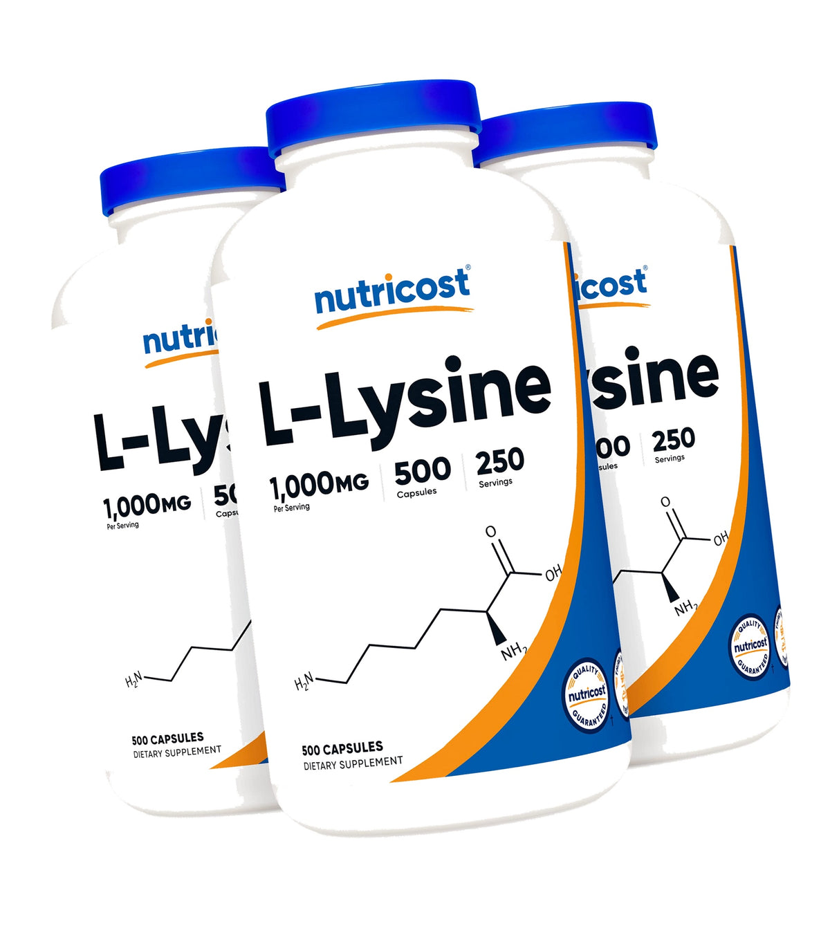 Nutricost L-Lysine 500mg (1000mg Serving), 500 Capsules (3 Bottles)