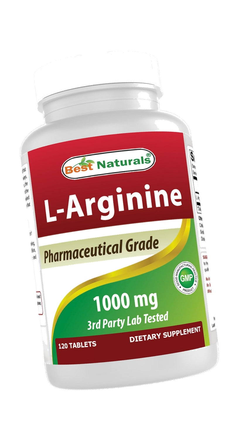 (New Improved Formula) Best Naturals L-Arginine 1000 mg 120 Tablets - Pharmaceutical Grade L Arginine Supplement Promotes Nitric Oxide Synthesis