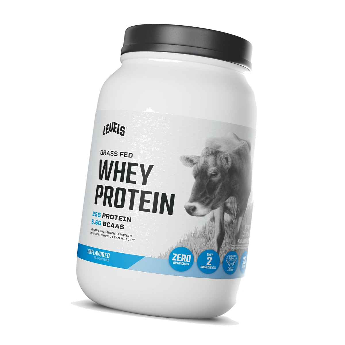 Levels Whey Protein Powder, No Artificial Ingredients, Unflavored, 2LB